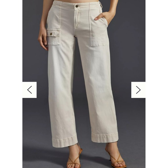 Wide Leg Cargo Pants Utility Pockets Neutral‎ Trousers - Picture 2 of 5